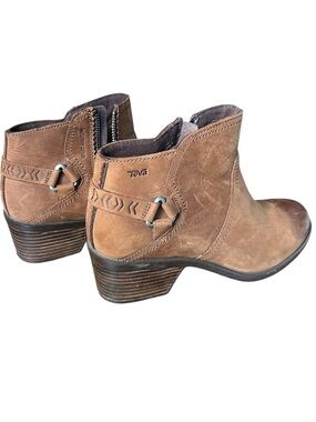 Teva Brown Suede Ankle Booties with Stacked Heel